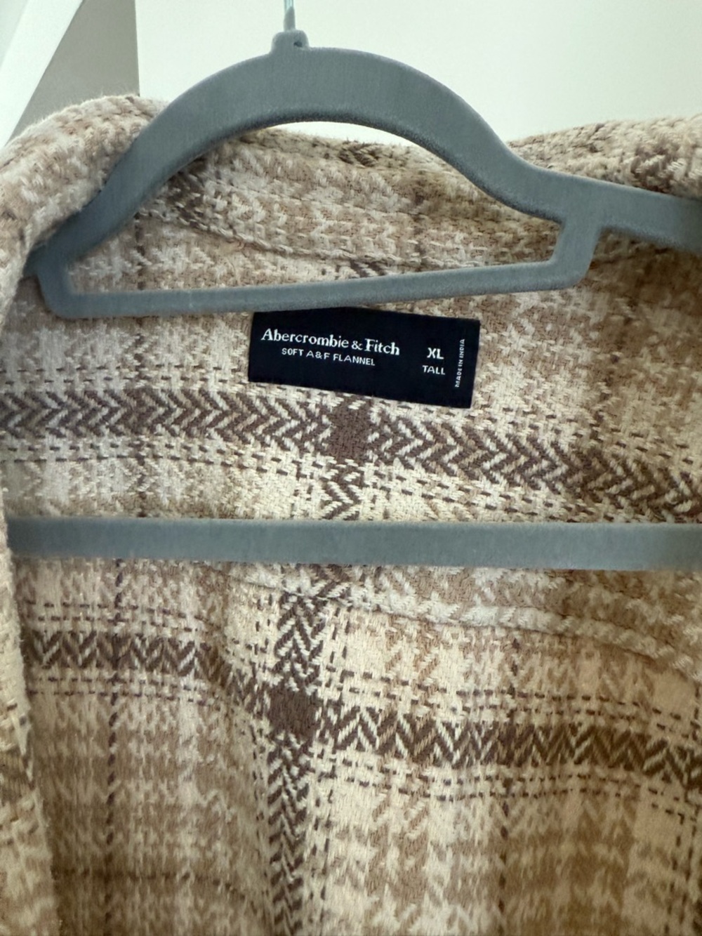 Abercrombie & Fitch Beige Plaid Flannel Shirt Jacket